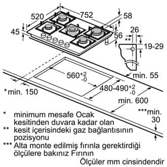 Siemens EN7B2QP30O Gazlı Ocak 75 cm