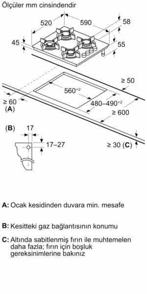 Siemens EO6C2PP30L Gazlı Ocak 60 cm LPG