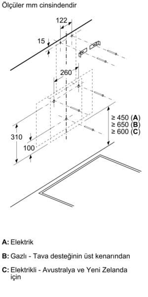 Siemens LC63KPJ61T 60cm Duvar tipi davlumbaz