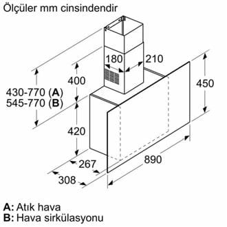 Siemens LC95FCJ20T 90cm Duvar tipi davlumbaz